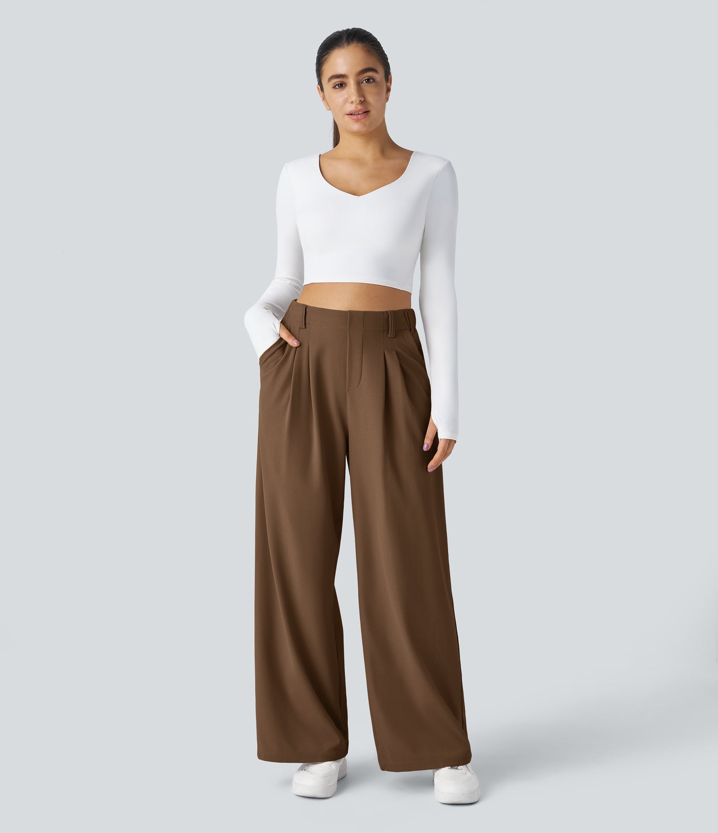FYsuper-Women’s High Waist Wide Leg Waffle Pants — Comfort Meets Effortless Style