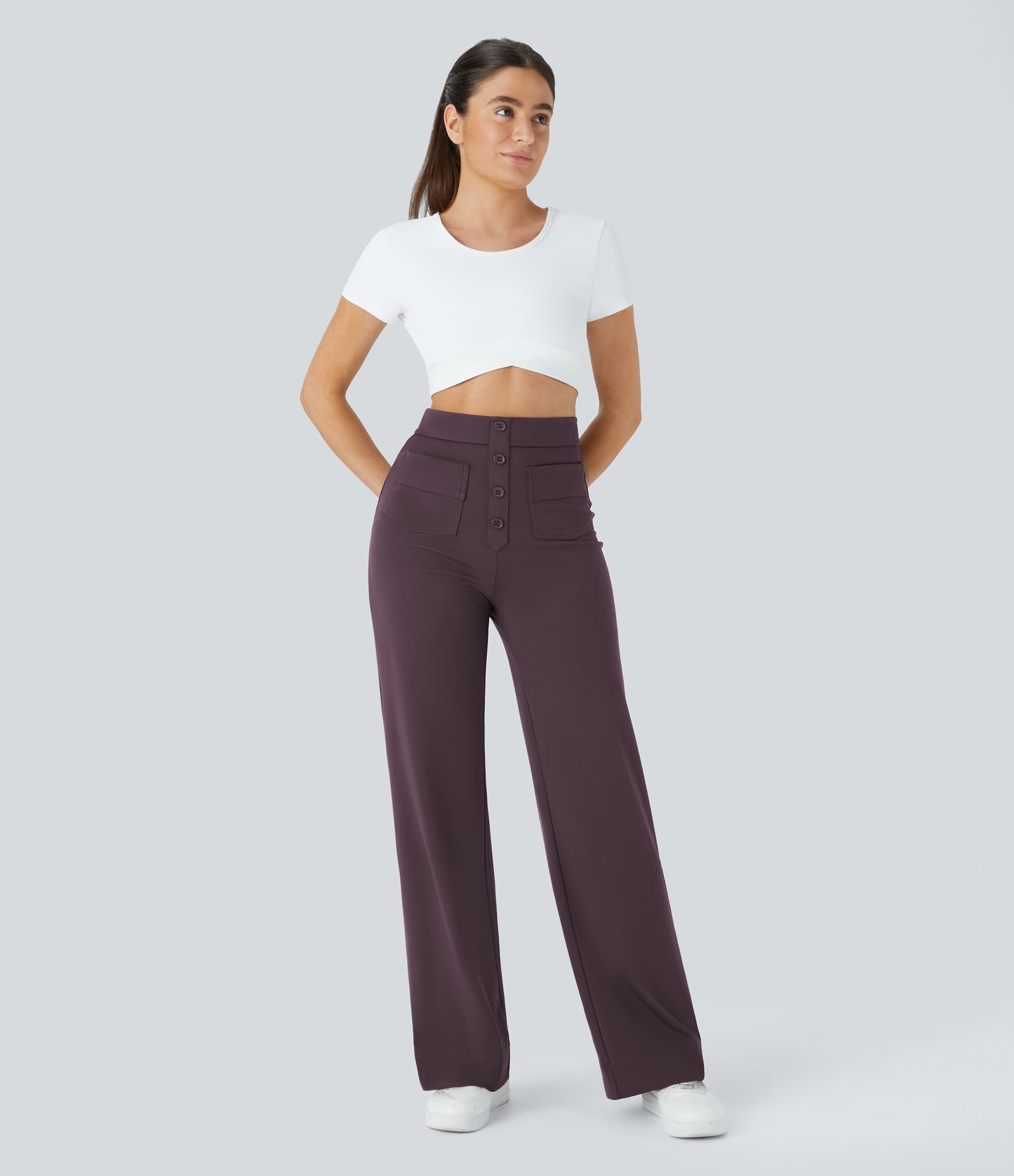 FYsuper-High Waisted Pockets Straight Leg Casual Pants