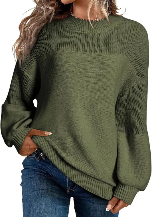 💥 BUY 2 & FREE SHIPPING!Women's Casual Long Sleeve Loose Crewneck Knit Solid Sweaters