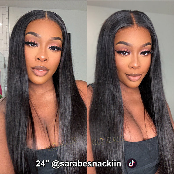 Invisible 100% Gray Coverage! Human Hair Blend Easy Wear Go Glueless Wigs Pre Cut 7x5 HD Lace Closure Wigs Beginner Friendly