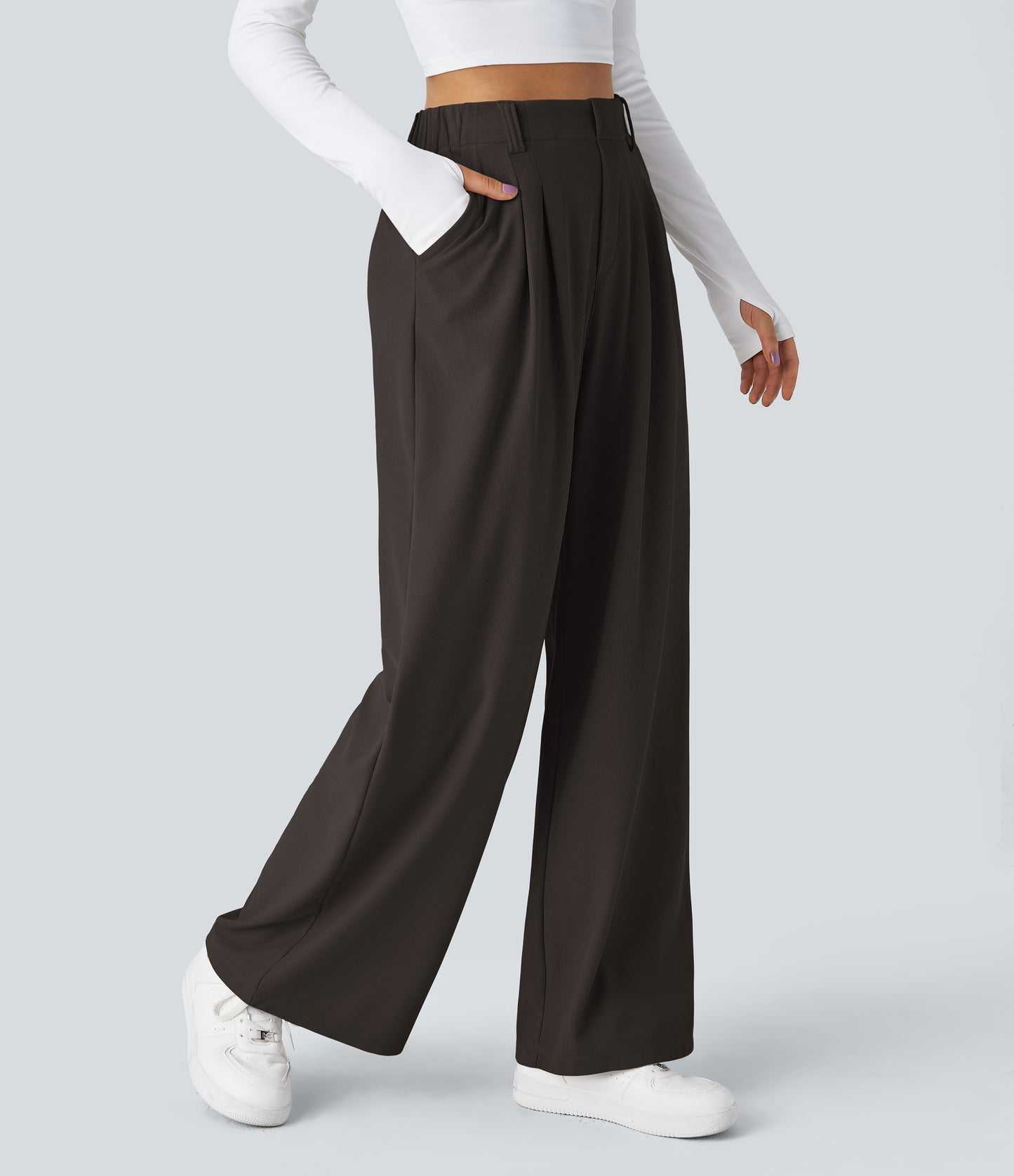 FYsuper-Women’s High Waist Wide Leg Waffle Pants — Comfort Meets Effortless Style