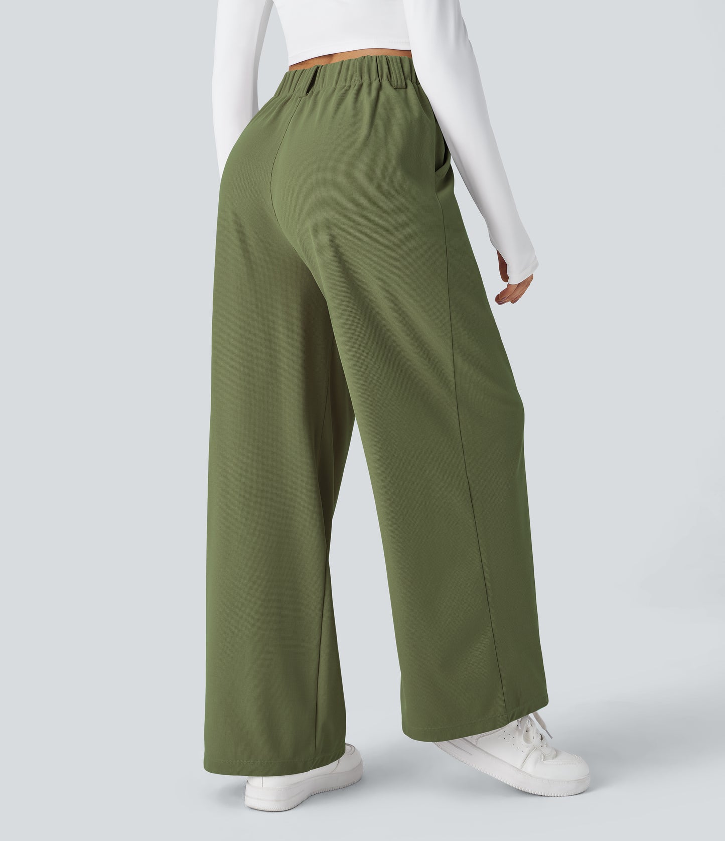 FYsuper-Women’s High Waist Wide Leg Waffle Pants — Comfort Meets Effortless Style