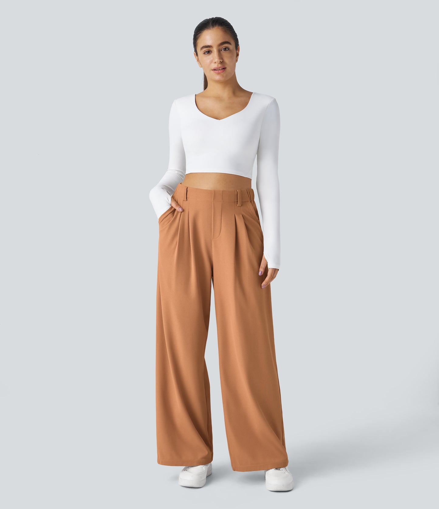 FYsuper-Women’s High Waist Wide Leg Waffle Pants — Comfort Meets Effortless Style