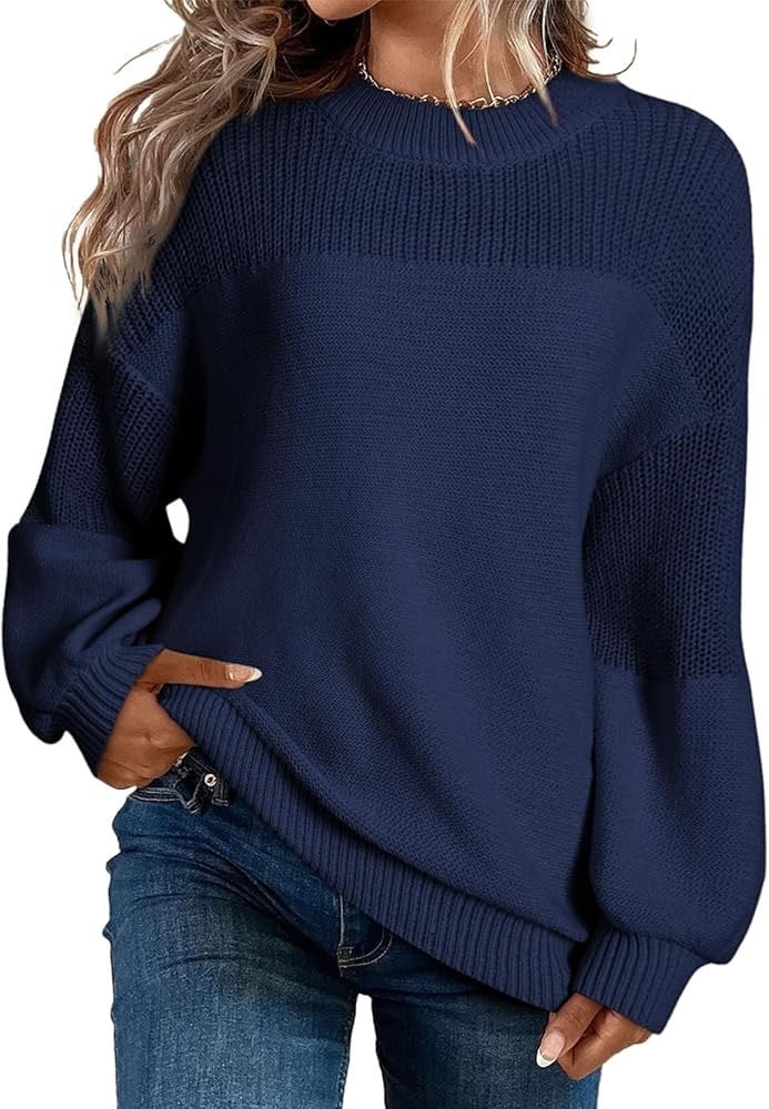 💥 BUY 2 & FREE SHIPPING!Women's Casual Long Sleeve Loose Crewneck Knit Solid Sweaters