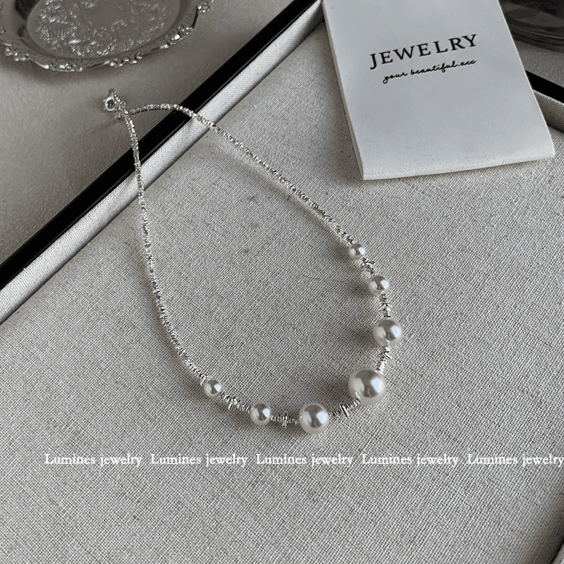 925 silver 925 broken silver Shijia pearl necklace niche design elegant light luxury clavicle chain