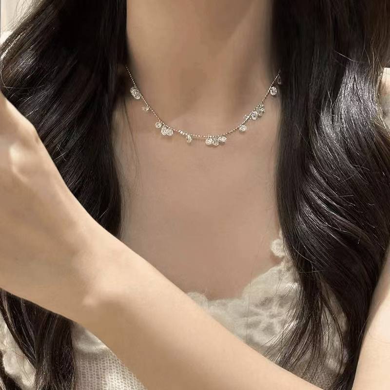 925 silver "Bright Galaxy" necklace super flash high carbon diamond smart cool clavicle chain