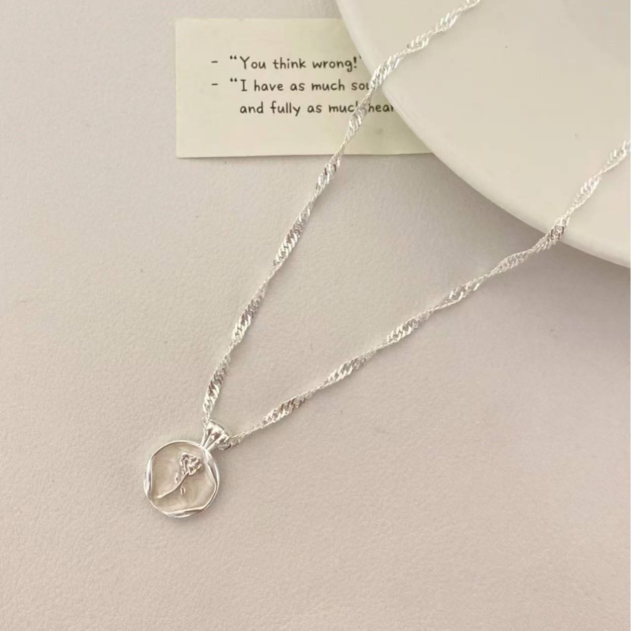 925 silver rose pendant necklace female clavicle chain temperament light luxury simple high-end ins niche design versatile