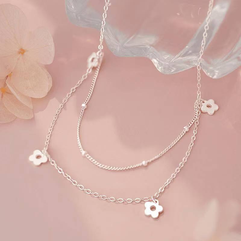 925 silver S925 sterling silver sweet flower necklace for women high-end luxury literary gentle luxury ladies