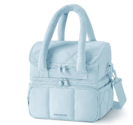 FYsuper Lunch Bag Women, Double Deck Insulated Lunch Box, Quilted Puffer Lunch Tote, Leakproof, Durable & Reusable Large Lunch Cooler