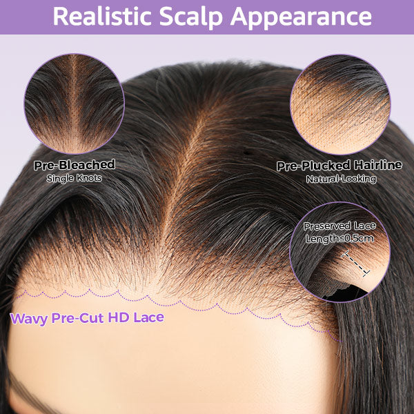 Invisible 100% Gray Coverage! Human Hair Blend Easy Wear Go Glueless Wigs Pre Cut 7x5 HD Lace Closure Wigs Beginner Friendly