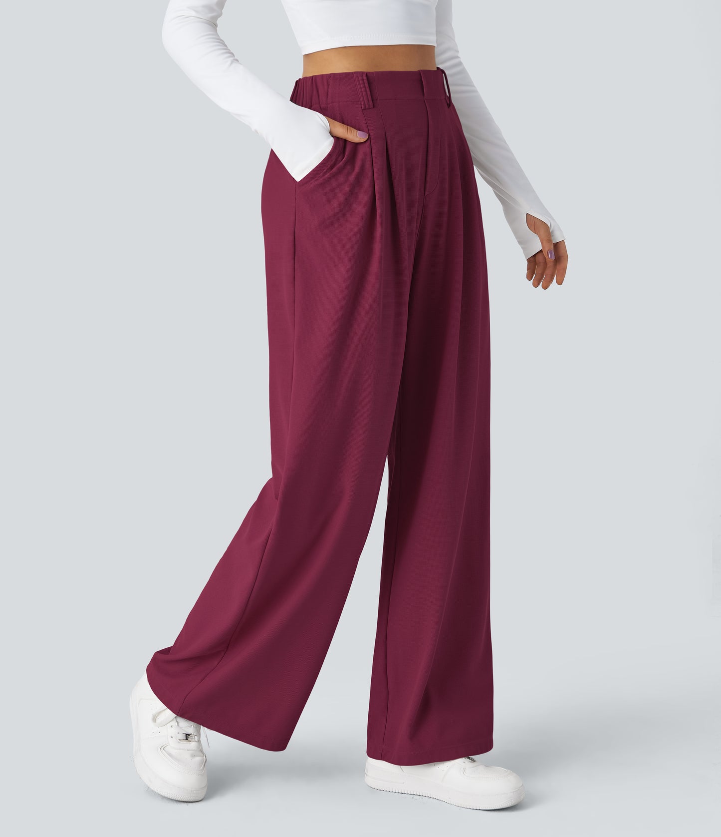 FYsuper-Women’s High Waist Wide Leg Waffle Pants — Comfort Meets Effortless Style