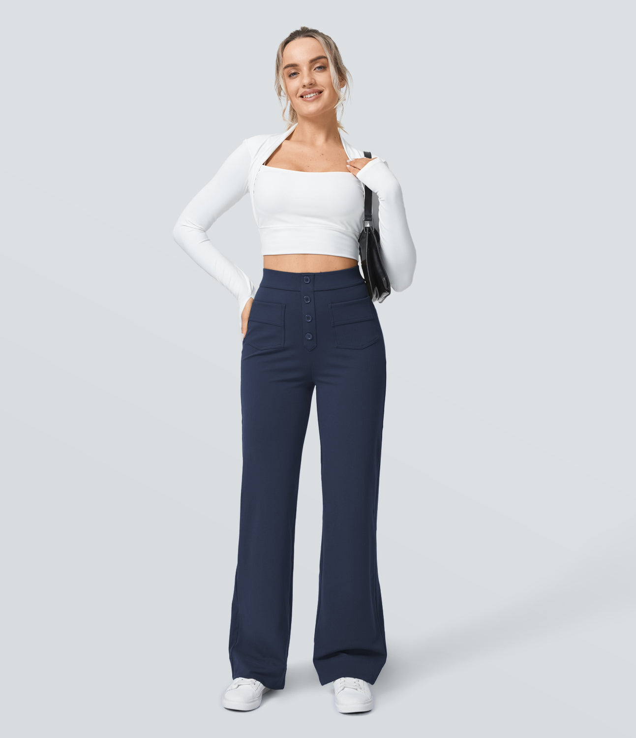 FYsuper-High Waisted Pockets Straight Leg Casual Pants
