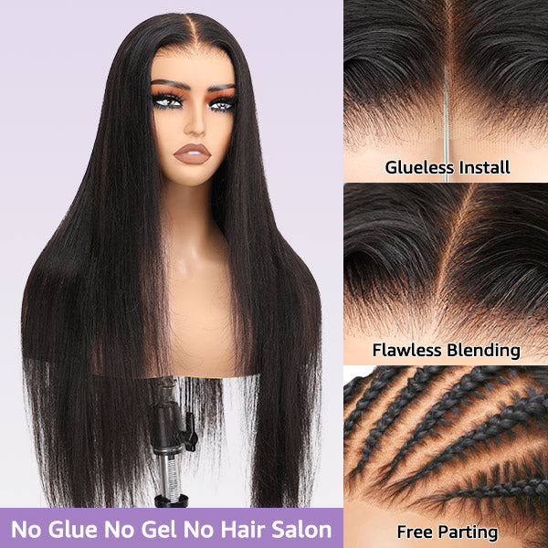 Invisible 100% Gray Coverage! Human Hair Blend Easy Wear Go Glueless Wigs Pre Cut 7x5 HD Lace Closure Wigs Beginner Friendly