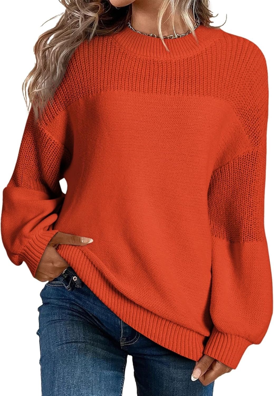 💥 BUY 2 & FREE SHIPPING!Women's Casual Long Sleeve Loose Crewneck Knit Solid Sweaters
