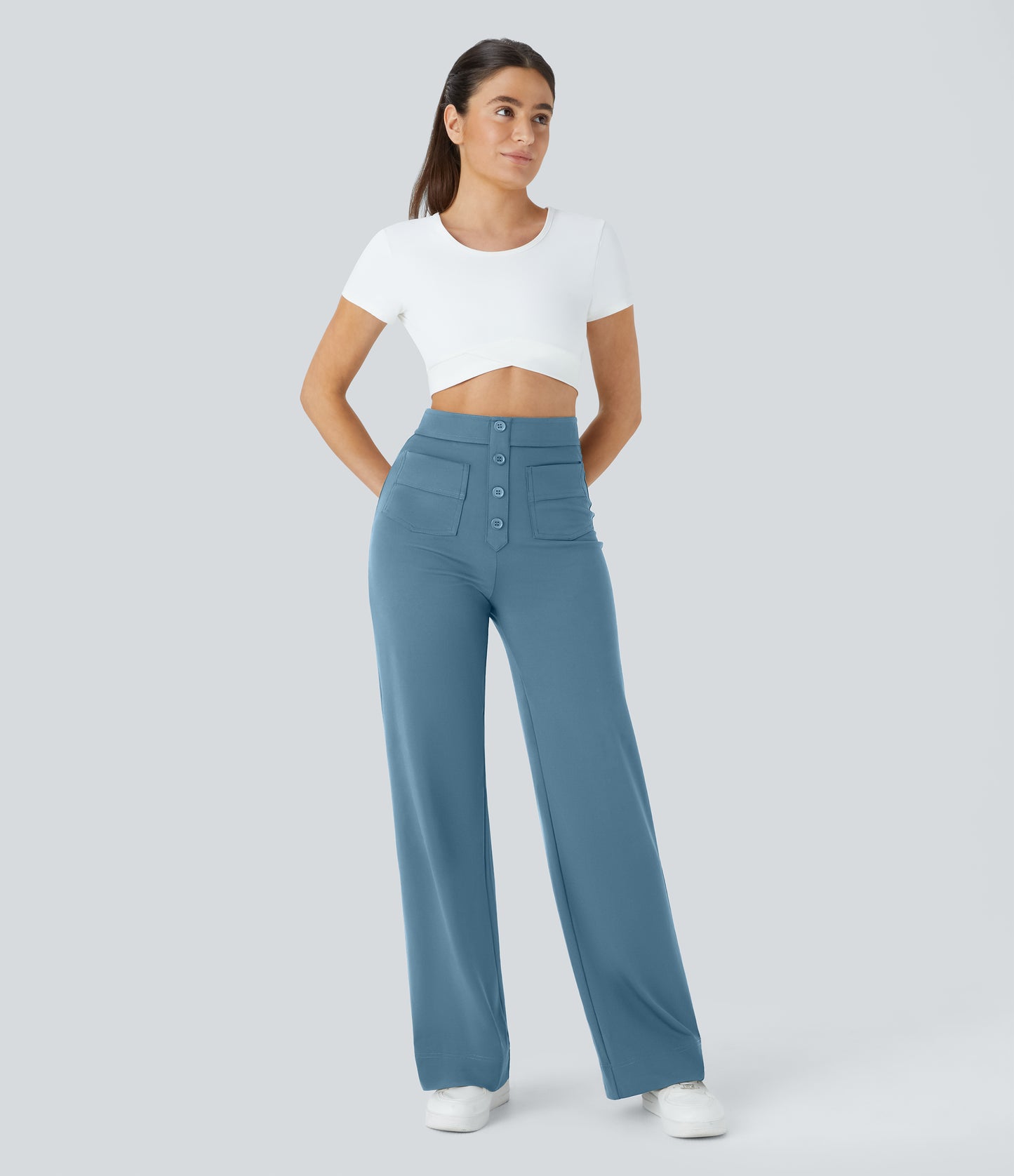 FYsuper-High Waisted Pockets Straight Leg Casual Pants