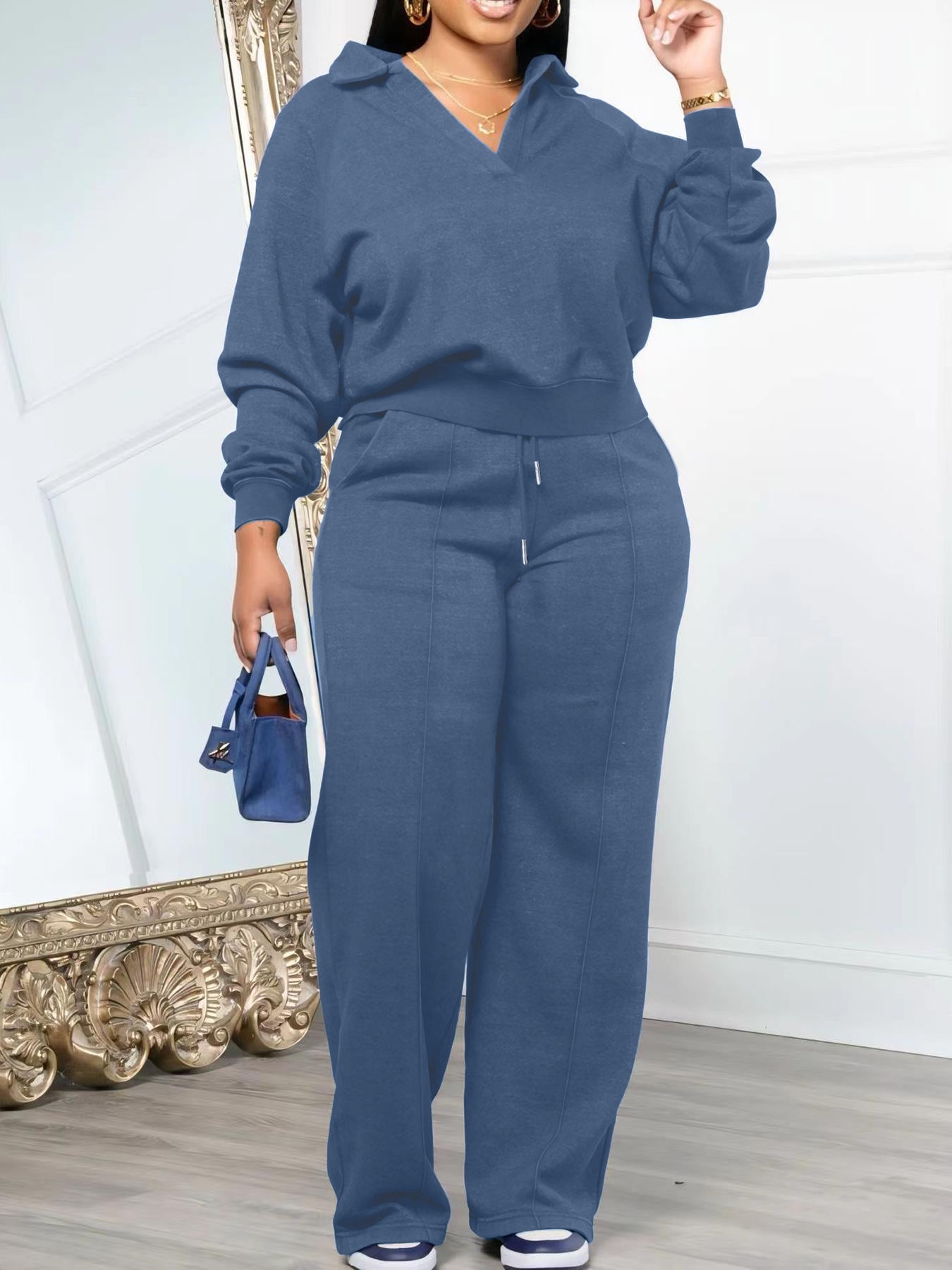 57% OFF + FREE SHIPPING | Women’s Fashion Thick Tracksuit Set – Long Sleeve Lapel Top & Elastic Pants by FYsuper