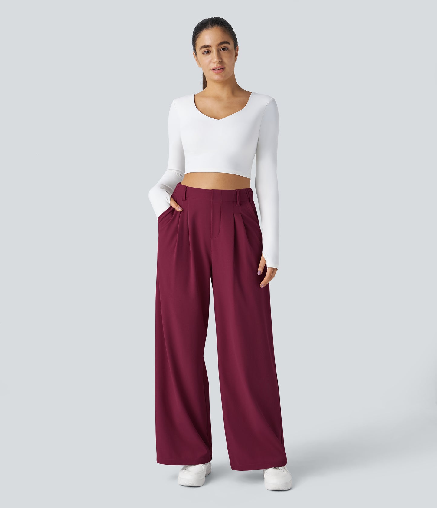 FYsuper-Women’s High Waist Wide Leg Waffle Pants — Comfort Meets Effortless Style