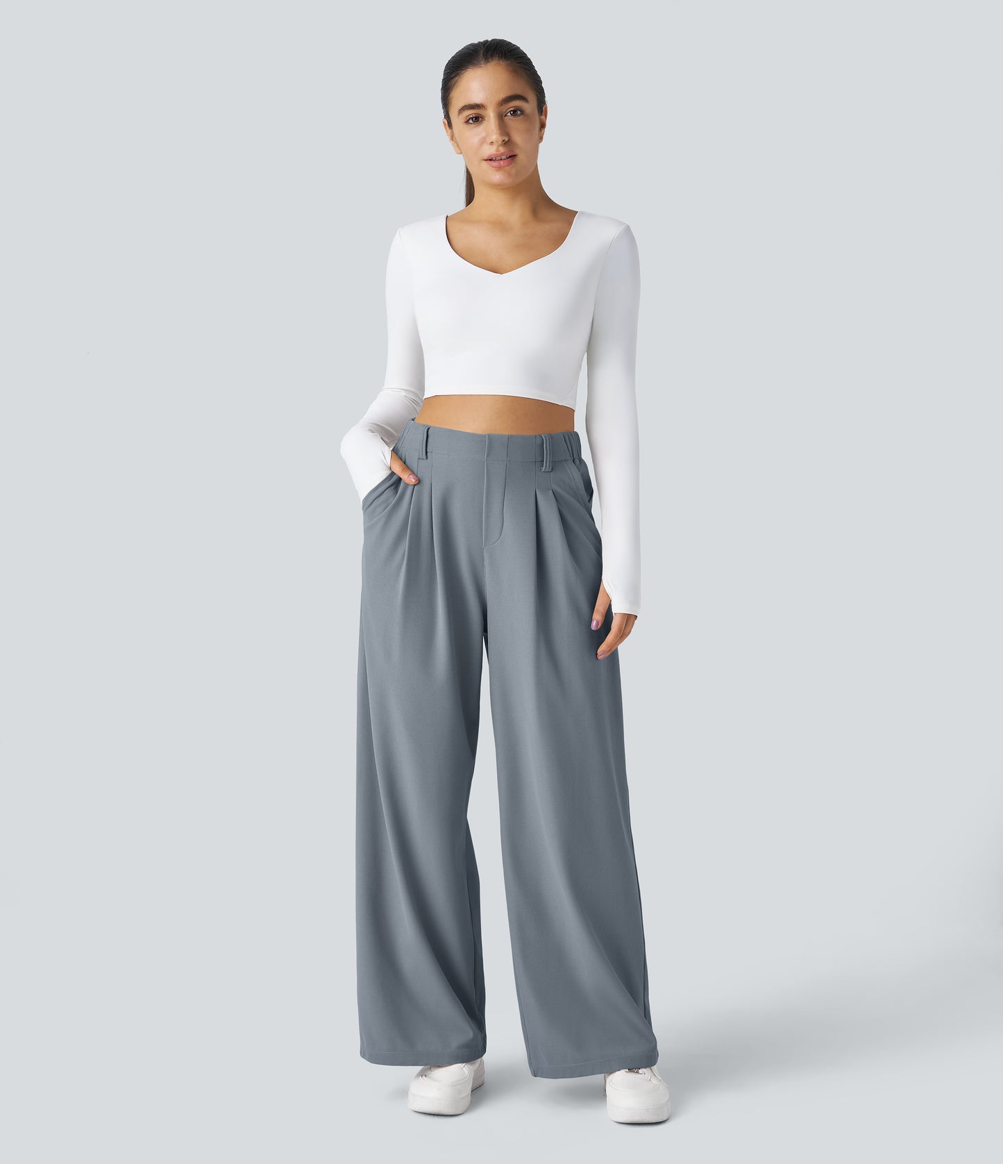 FYsuper-Women’s High Waist Wide Leg Waffle Pants — Comfort Meets Effortless Style