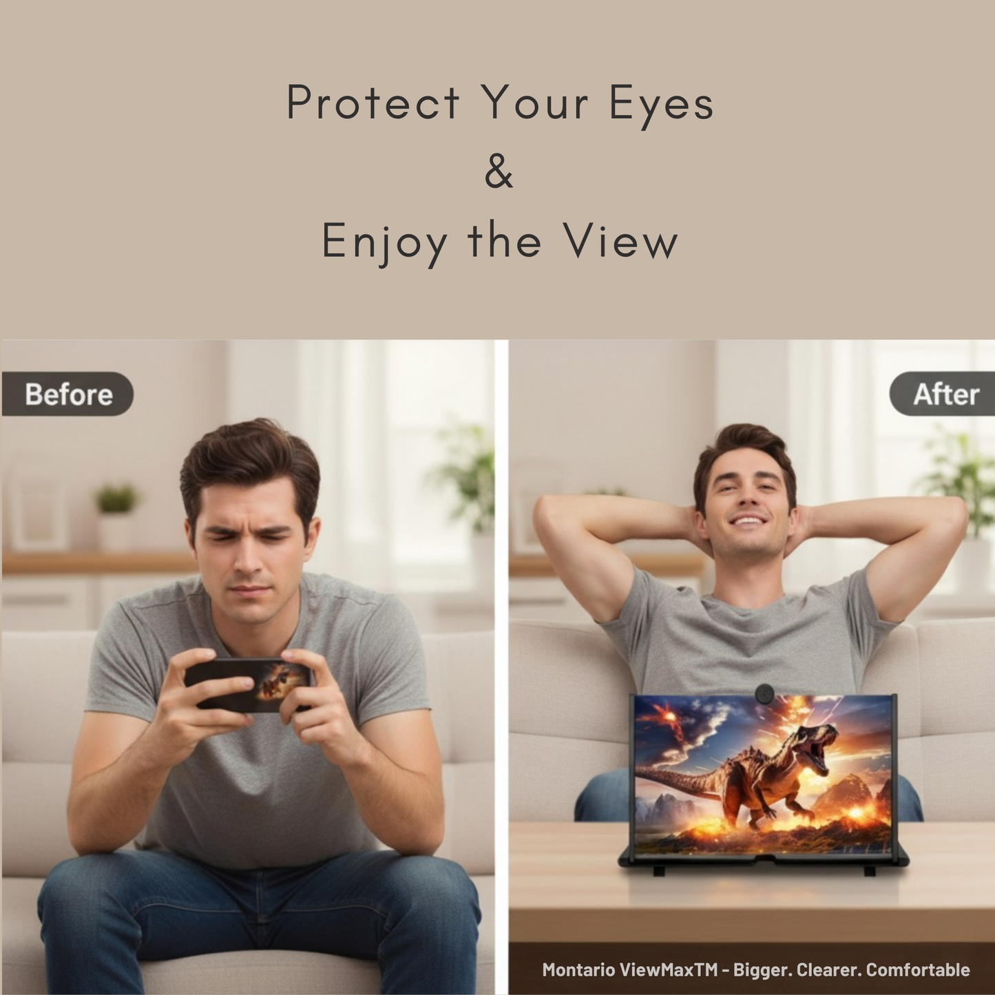 Mobile Phone Magnifier - Ultra-HD Screen Magnifier for Easy TV Viewing Dual Orientation for Landscapes and Portrait Use Eye Protection Full-Screen Mobile Phone Magnification