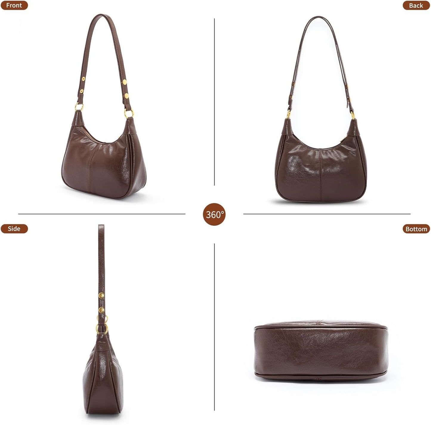 Shoulder Bags for Women Small Hobo Bags Crescent Shaped Cute Retro Tote Handbag Mini Clutch Purse with Zipper Closure