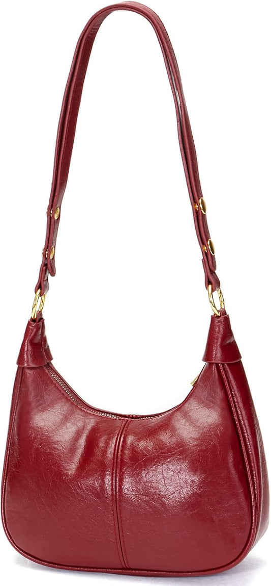 Shoulder Bags for Women Small Hobo Bags Crescent Shaped Cute Retro Tote Handbag Mini Clutch Purse with Zipper Closure
