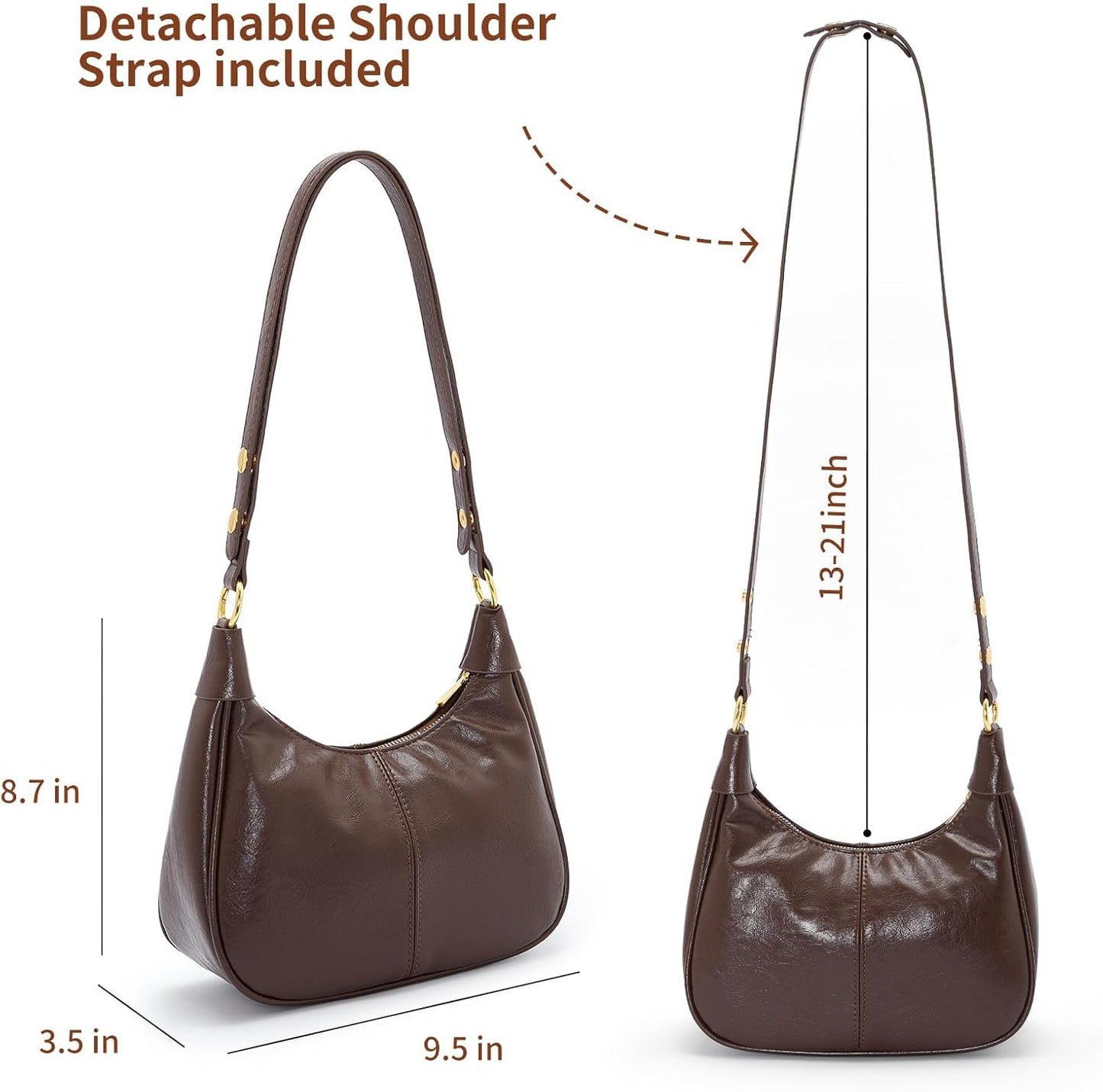 Shoulder Bags for Women Small Hobo Bags Crescent Shaped Cute Retro Tote Handbag Mini Clutch Purse with Zipper Closure