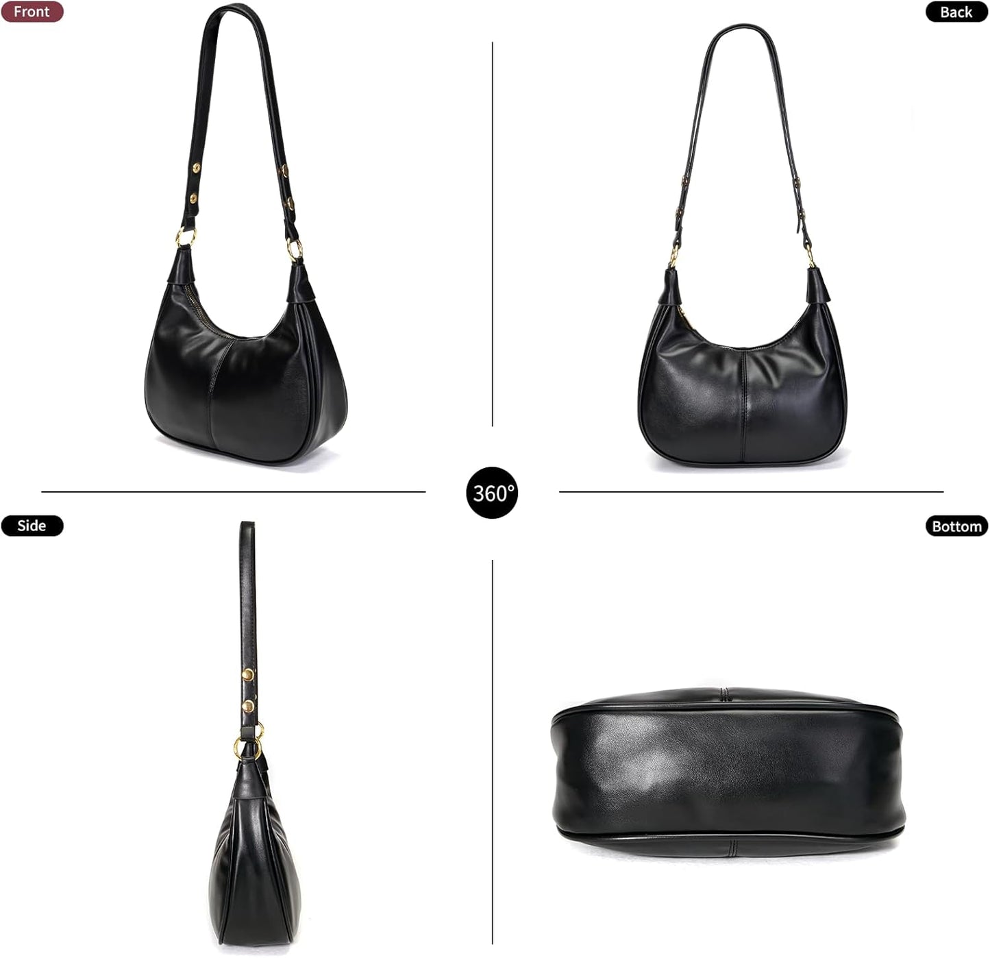 Shoulder Bags for Women Small Hobo Bags Crescent Shaped Cute Retro Tote Handbag Mini Clutch Purse with Zipper Closure