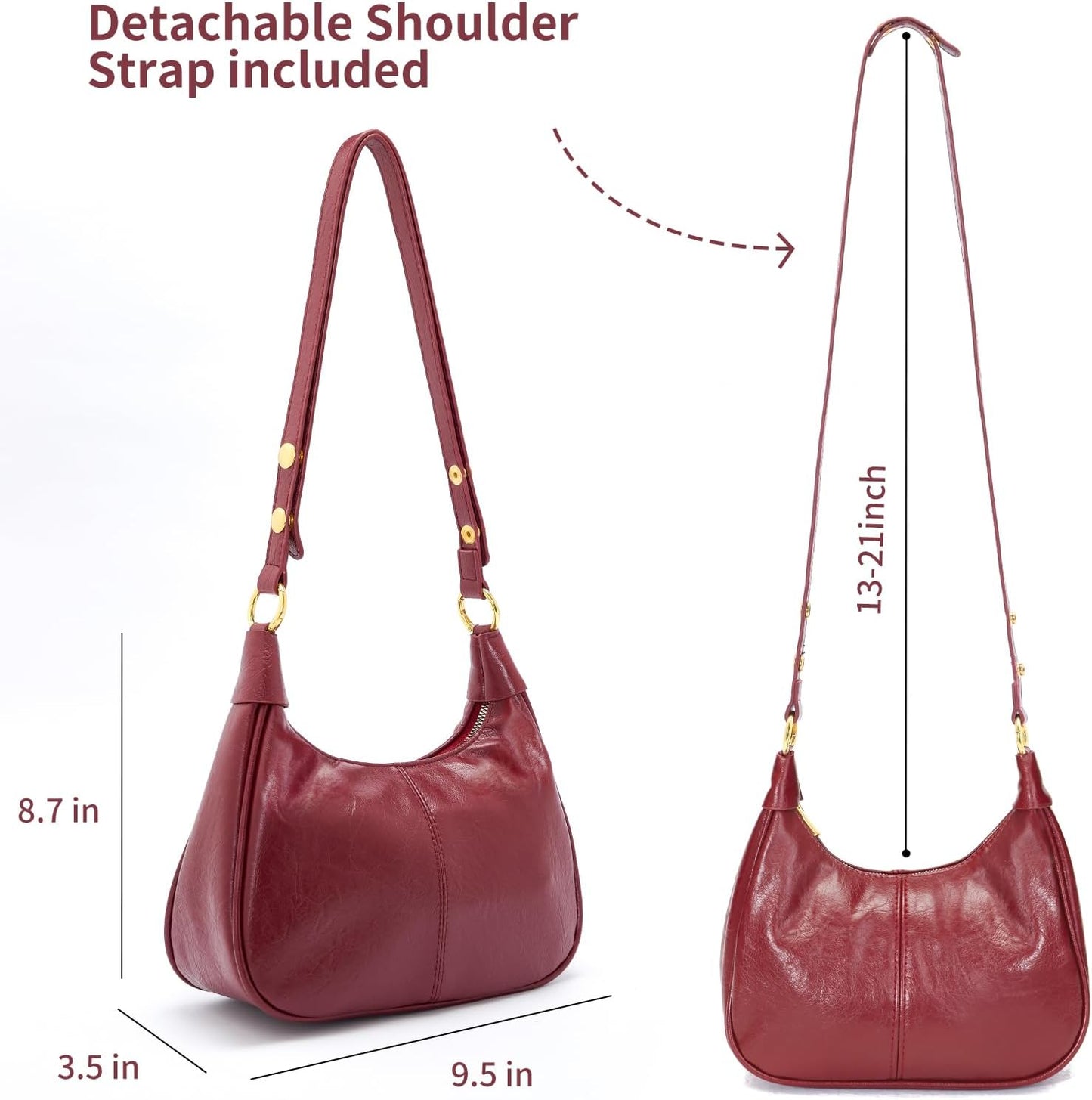 Shoulder Bags for Women Small Hobo Bags Crescent Shaped Cute Retro Tote Handbag Mini Clutch Purse with Zipper Closure