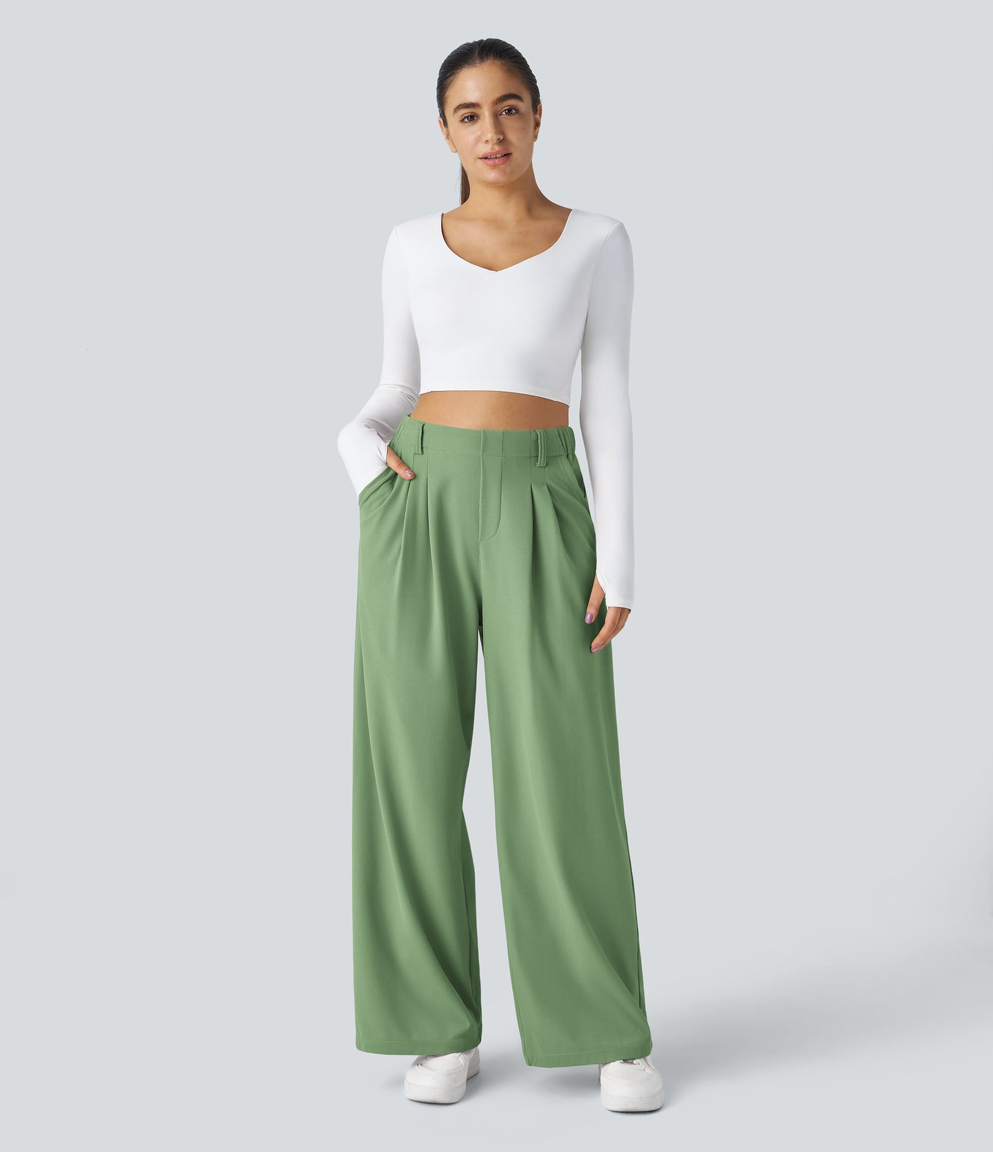 FYsuper-Women’s High Waist Wide Leg Waffle Pants — Comfort Meets Effortless Style