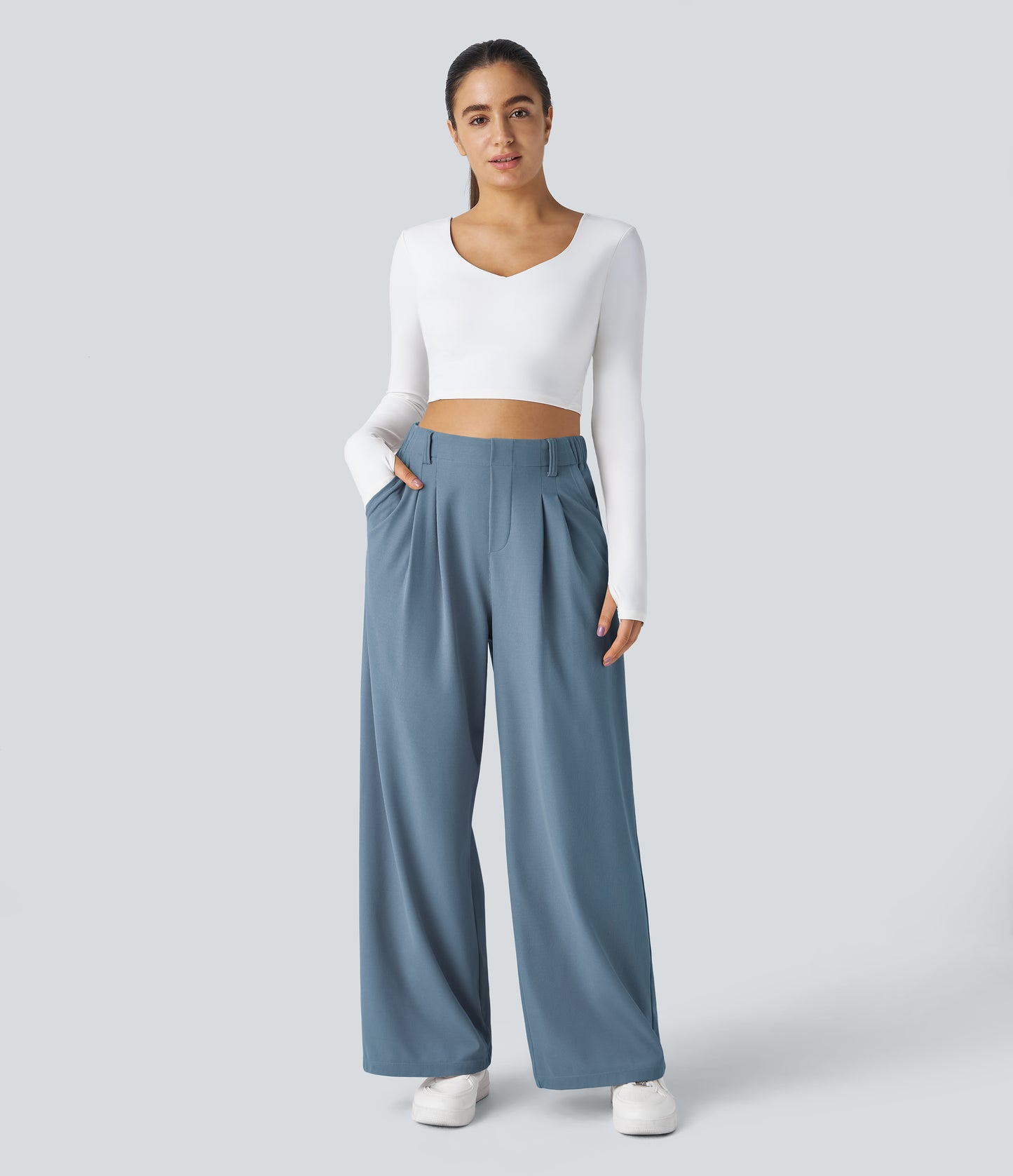 FYsuper-Women’s High Waist Wide Leg Waffle Pants — Comfort Meets Effortless Style