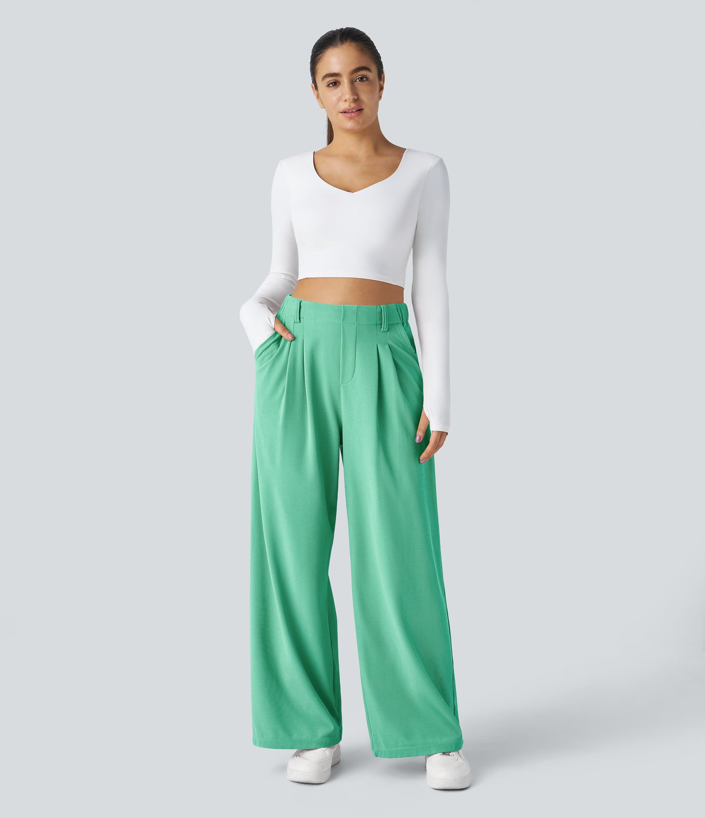 FYsuper-Women’s High Waist Wide Leg Waffle Pants — Comfort Meets Effortless Style