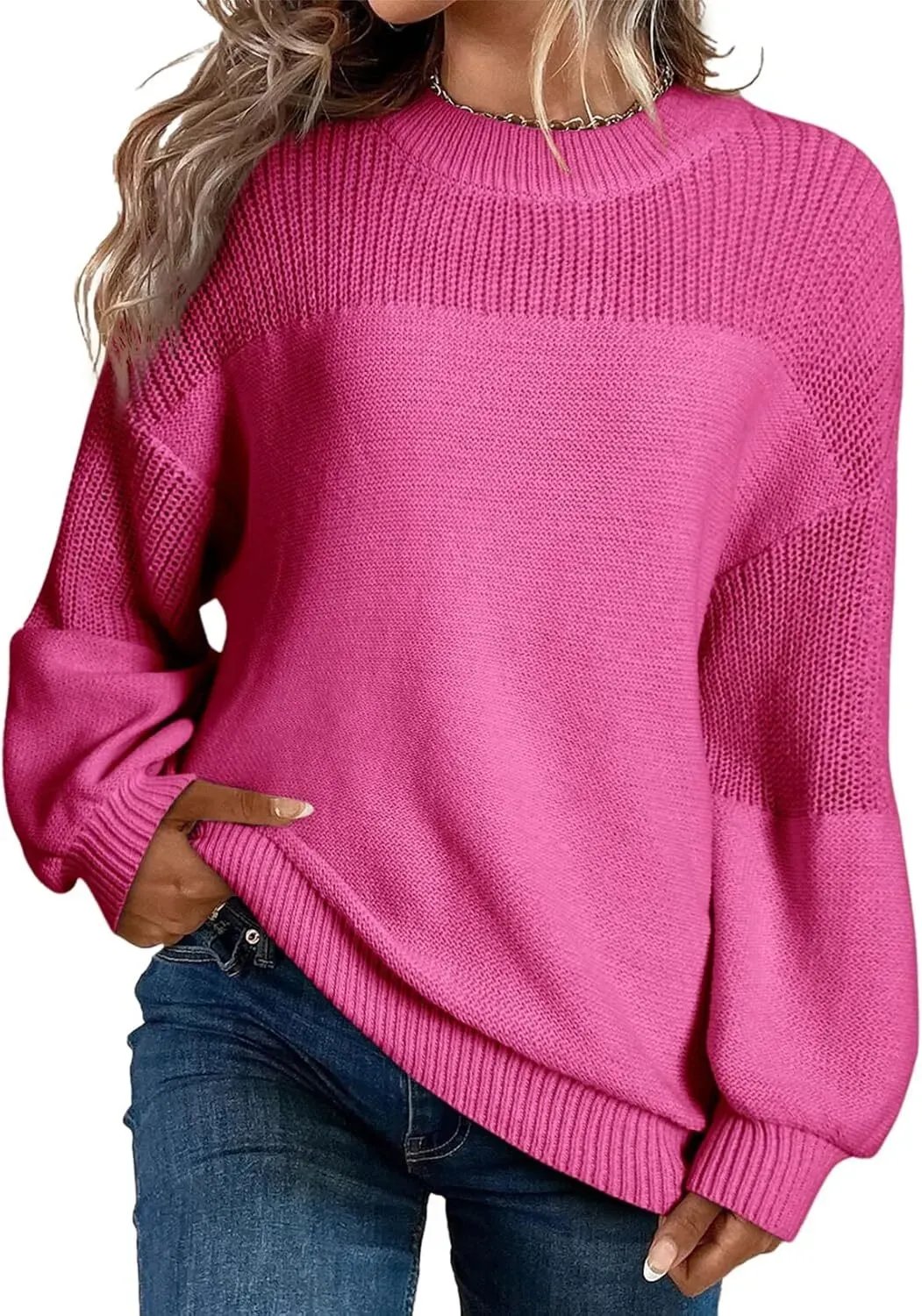💥 BUY 2 & FREE SHIPPING!Women's Casual Long Sleeve Loose Crewneck Knit Solid Sweaters