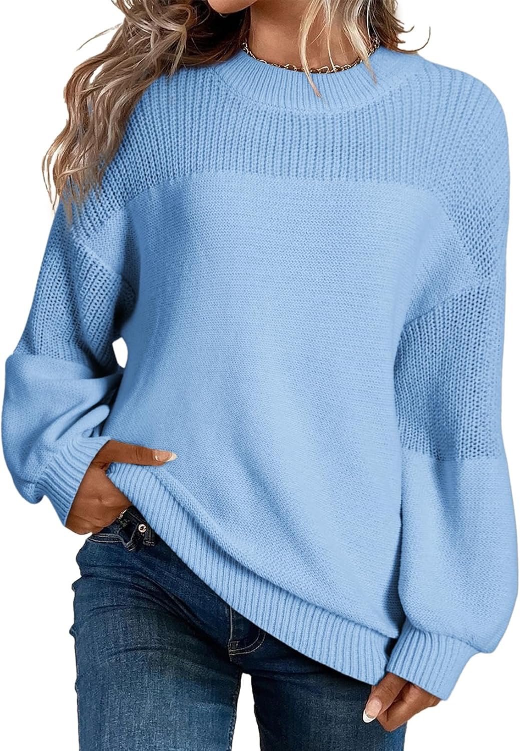 💥 BUY 2 & FREE SHIPPING!Women's Casual Long Sleeve Loose Crewneck Knit Solid Sweaters