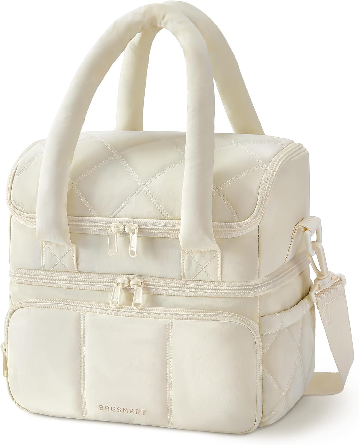 FYsuper Lunch Bag Women, Double Deck Insulated Lunch Box, Quilted Puffer Lunch Tote, Leakproof, Durable & Reusable Large Lunch Cooler
