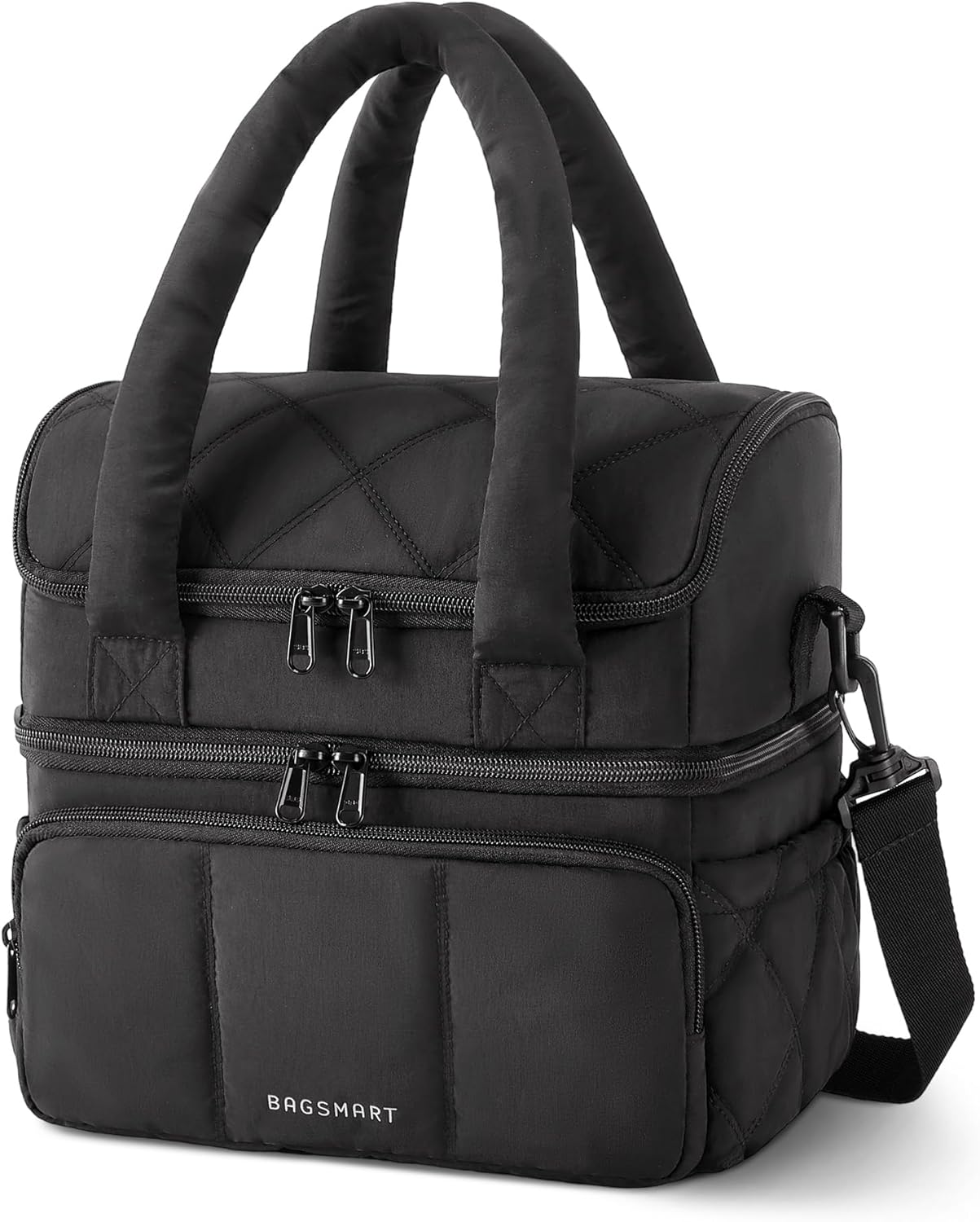 FYsuper Lunch Bag Women, Double Deck Insulated Lunch Box, Quilted Puffer Lunch Tote, Leakproof, Durable & Reusable Large Lunch Cooler