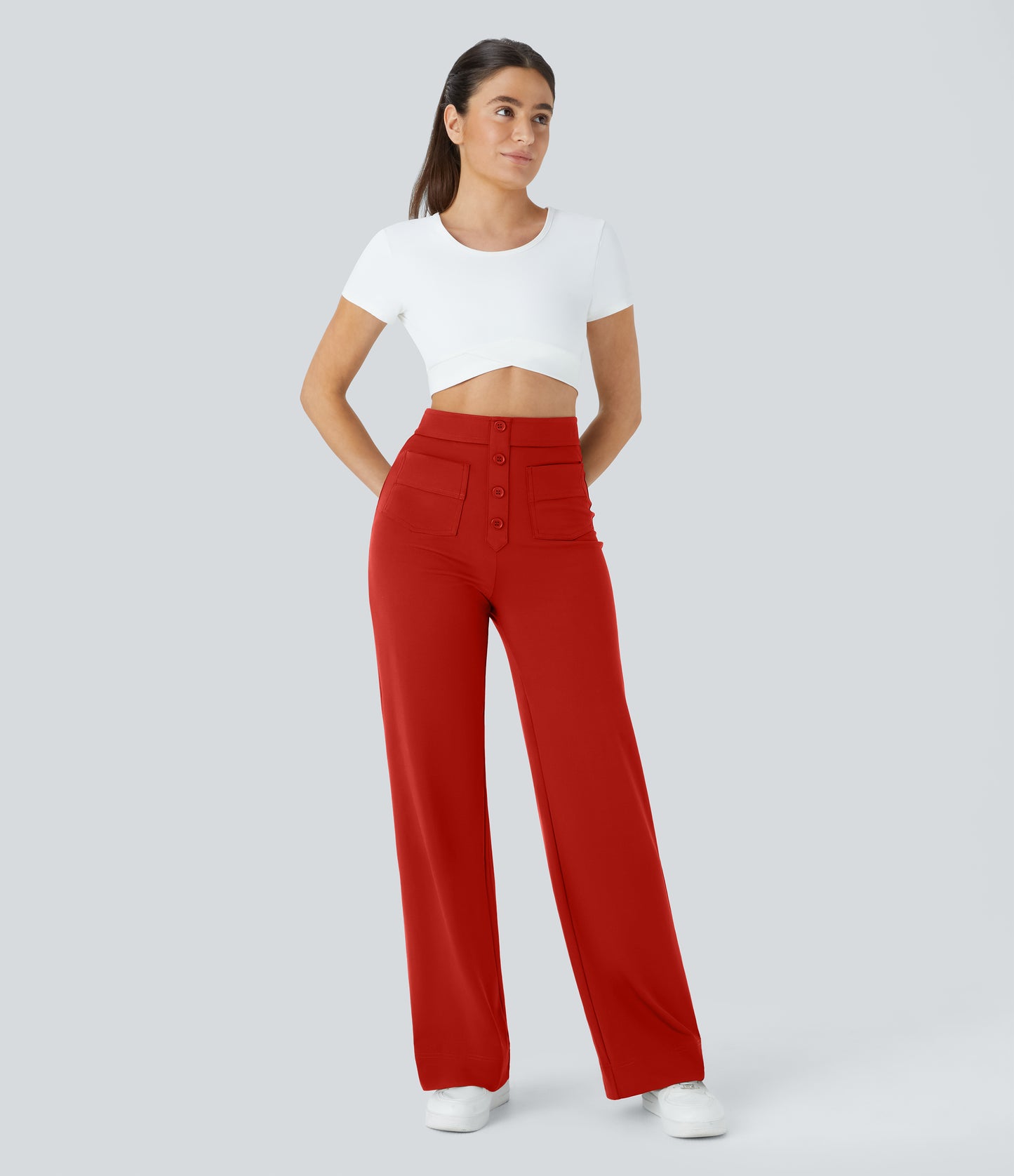 FYsuper-High Waisted Pockets Straight Leg Casual Pants