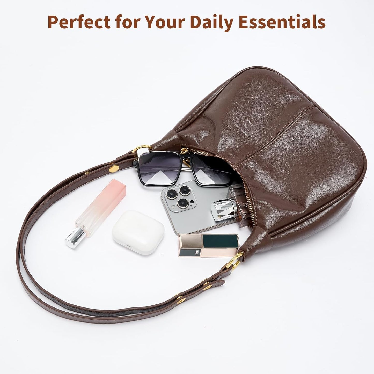 Shoulder Bags for Women Small Hobo Bags Crescent Shaped Cute Retro Tote Handbag Mini Clutch Purse with Zipper Closure