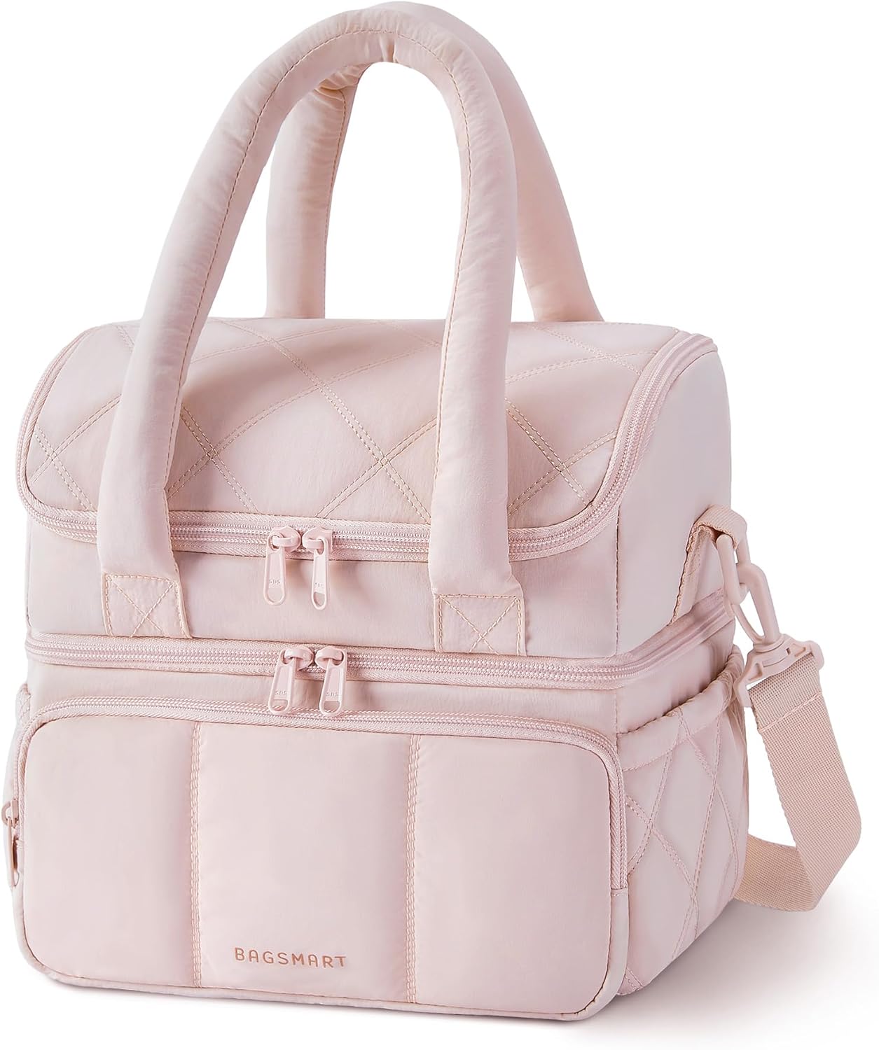 FYsuper Lunch Bag Women, Double Deck Insulated Lunch Box, Quilted Puffer Lunch Tote, Leakproof, Durable & Reusable Large Lunch Cooler