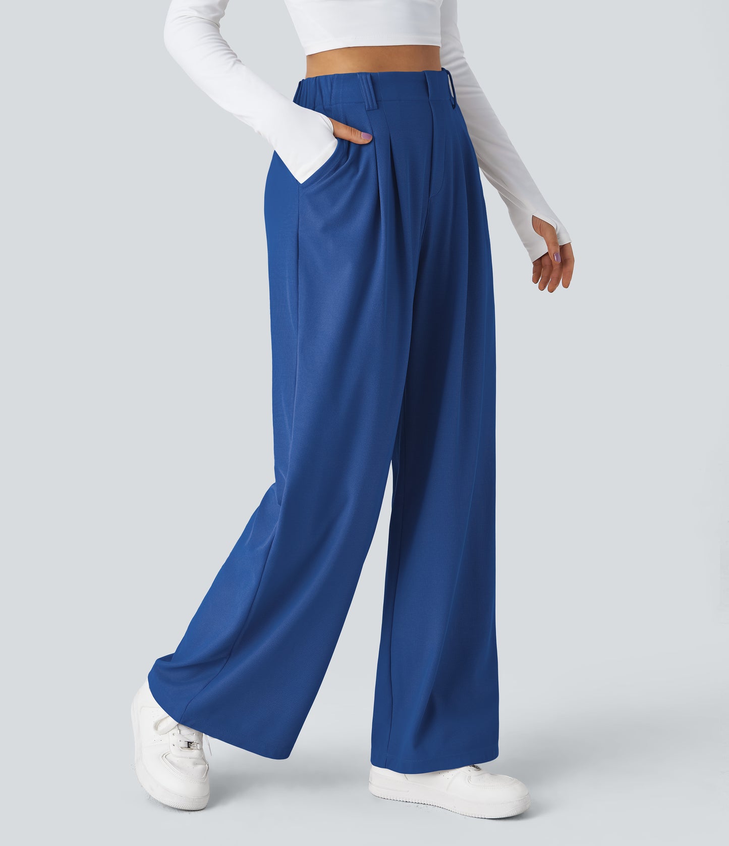 FYsuper-Women’s High Waist Wide Leg Waffle Pants — Comfort Meets Effortless Style
