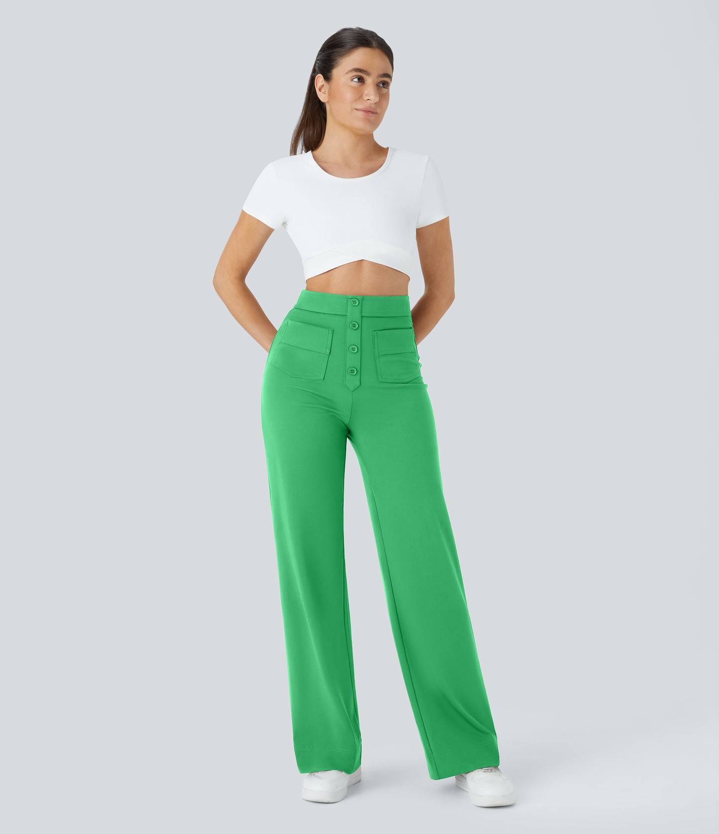 FYsuper-High Waisted Pockets Straight Leg Casual Pants