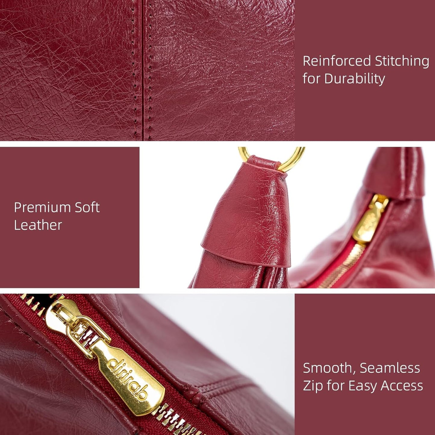 Shoulder Bags for Women Small Hobo Bags Crescent Shaped Cute Retro Tote Handbag Mini Clutch Purse with Zipper Closure