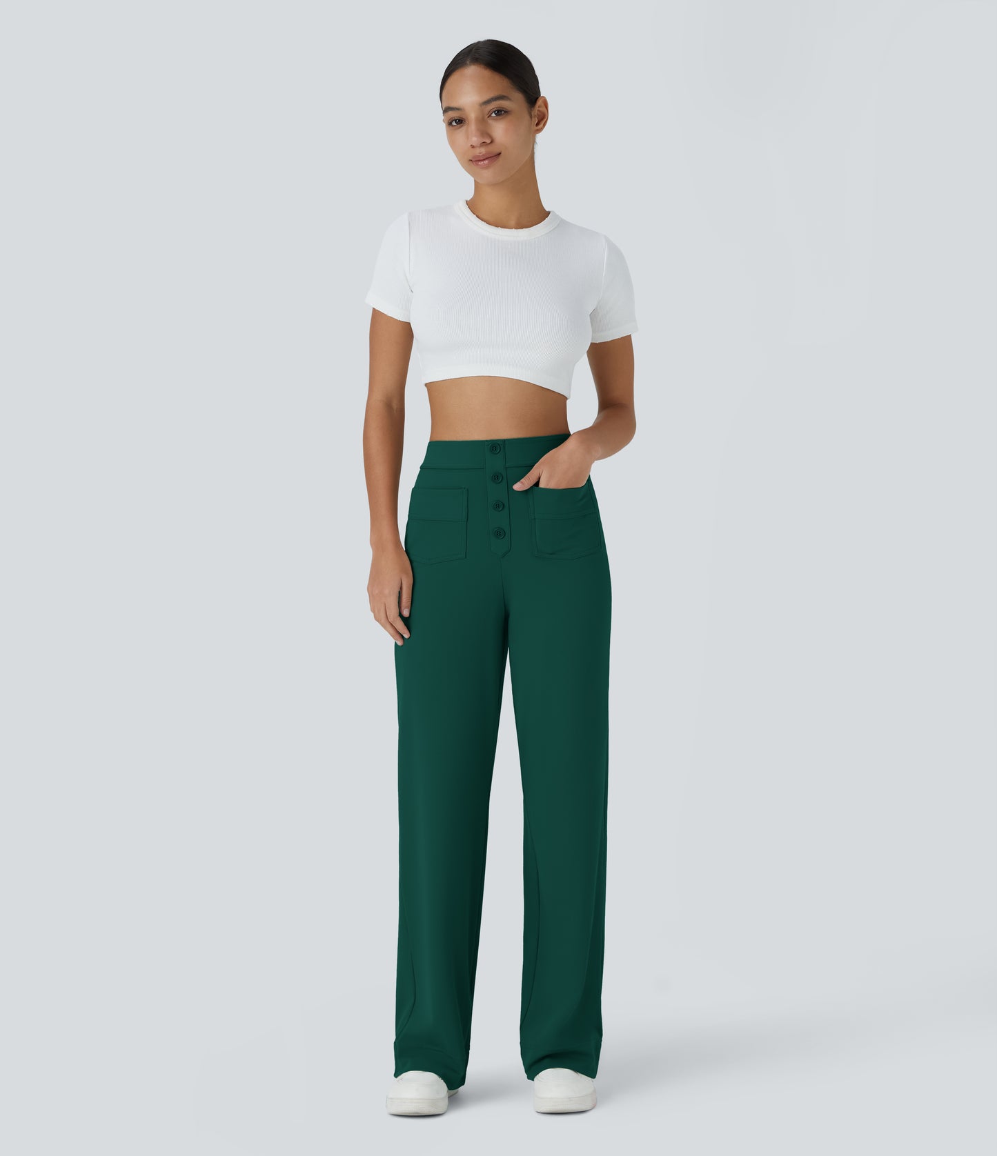 FYsuper-High Waisted Pockets Straight Leg Casual Pants