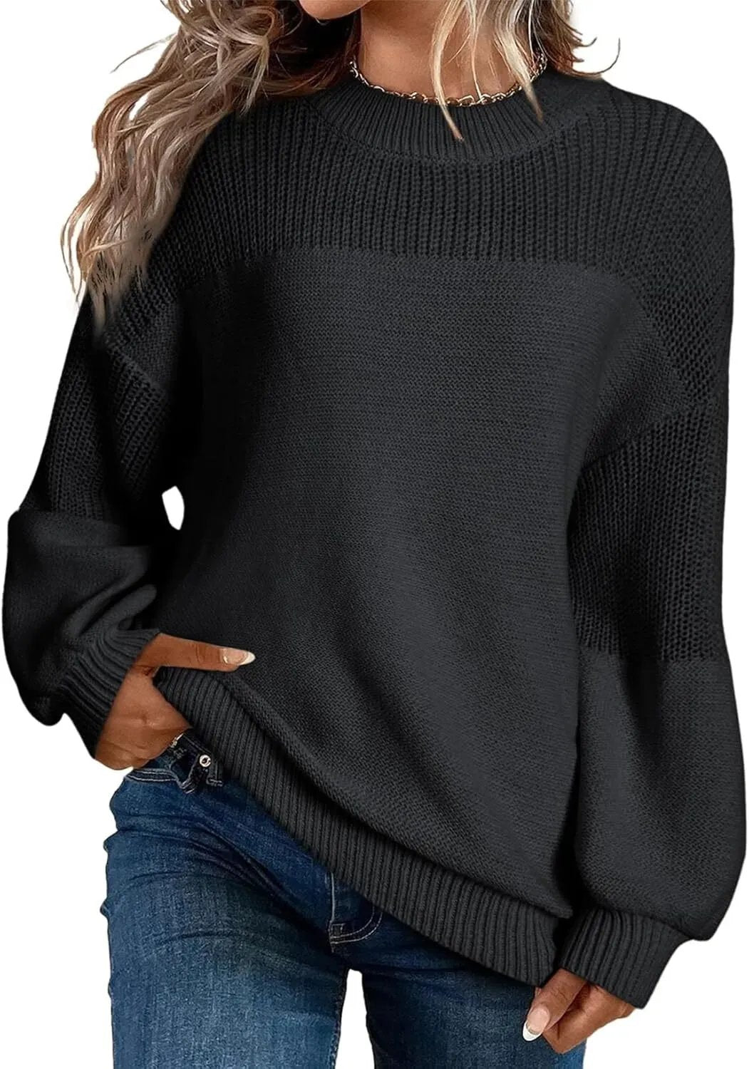 💥 BUY 2 & FREE SHIPPING!Women's Casual Long Sleeve Loose Crewneck Knit Solid Sweaters