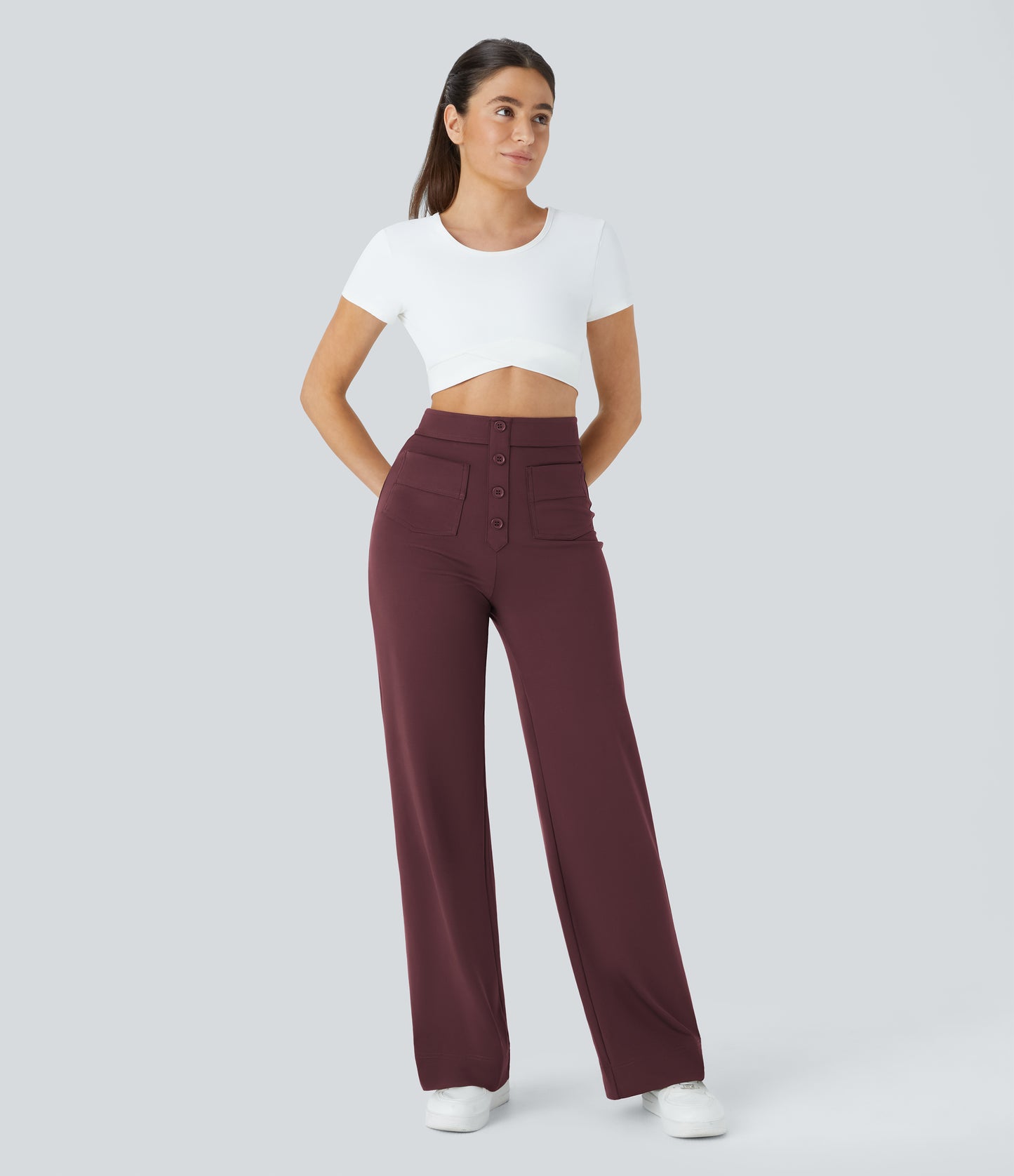FYsuper-High Waisted Pockets Straight Leg Casual Pants