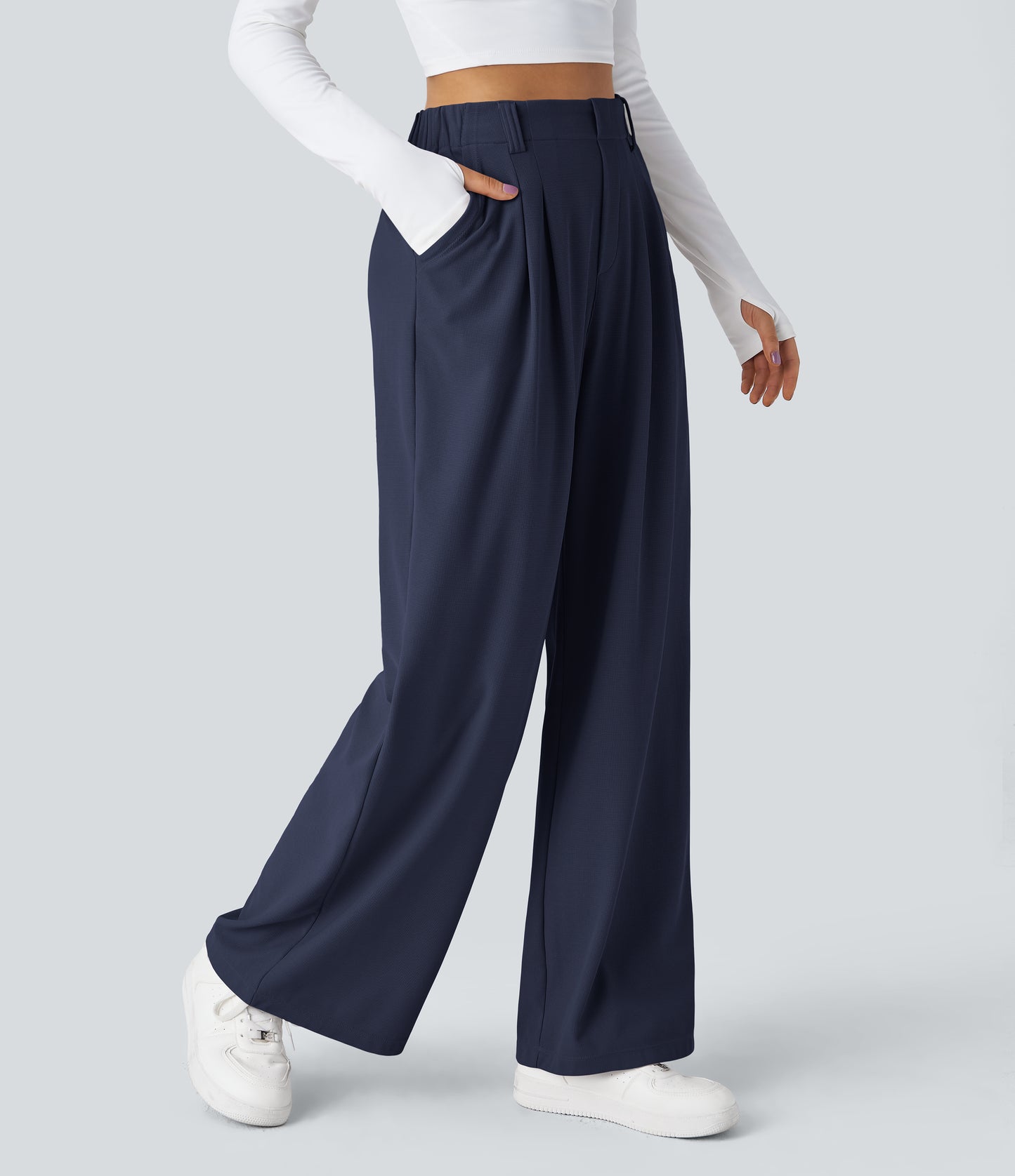 FYsuper-Women’s High Waist Wide Leg Waffle Pants — Comfort Meets Effortless Style
