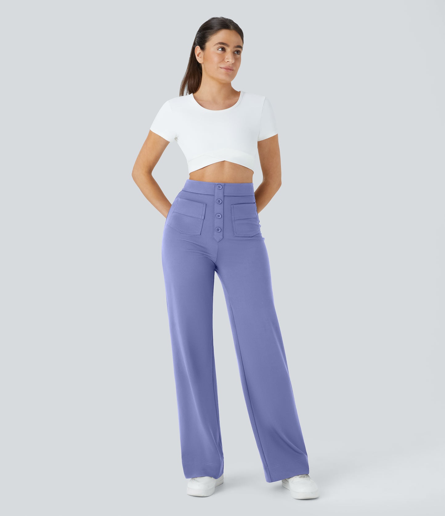 FYsuper-High Waisted Pockets Straight Leg Casual Pants