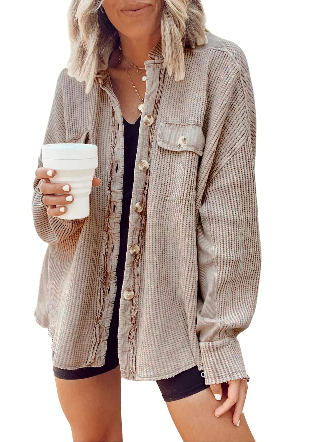 2025 European And American Cross-Border Autumn New Jacket Fashionable Casual Lapel Pocket Splicing Irregular Shirt Jacket For Women