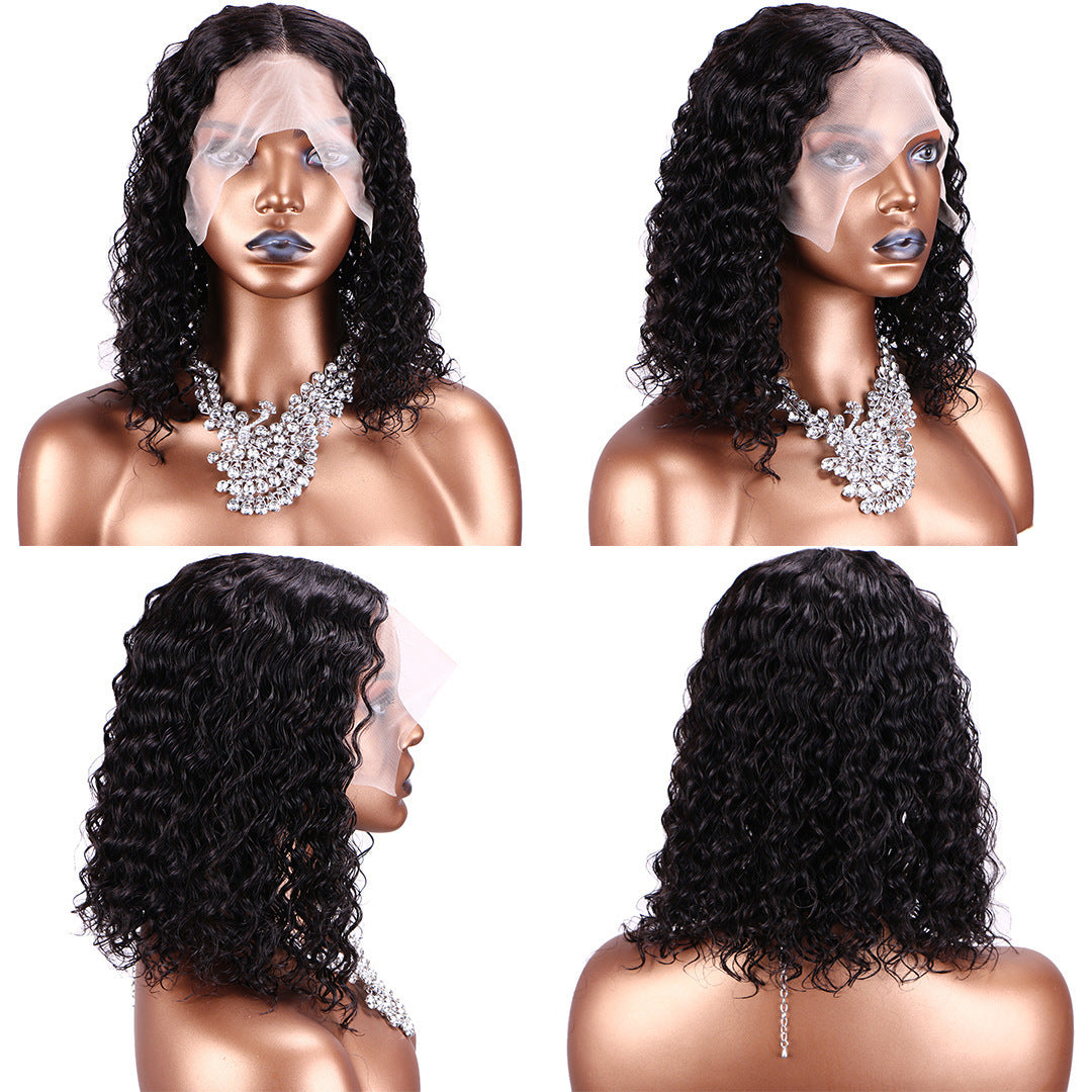 Cross-Border Women'S European And American African Small Rolls Wigs Fashionable Short Curl Front Lace Wigs Chemical Fiber Full Head Cover