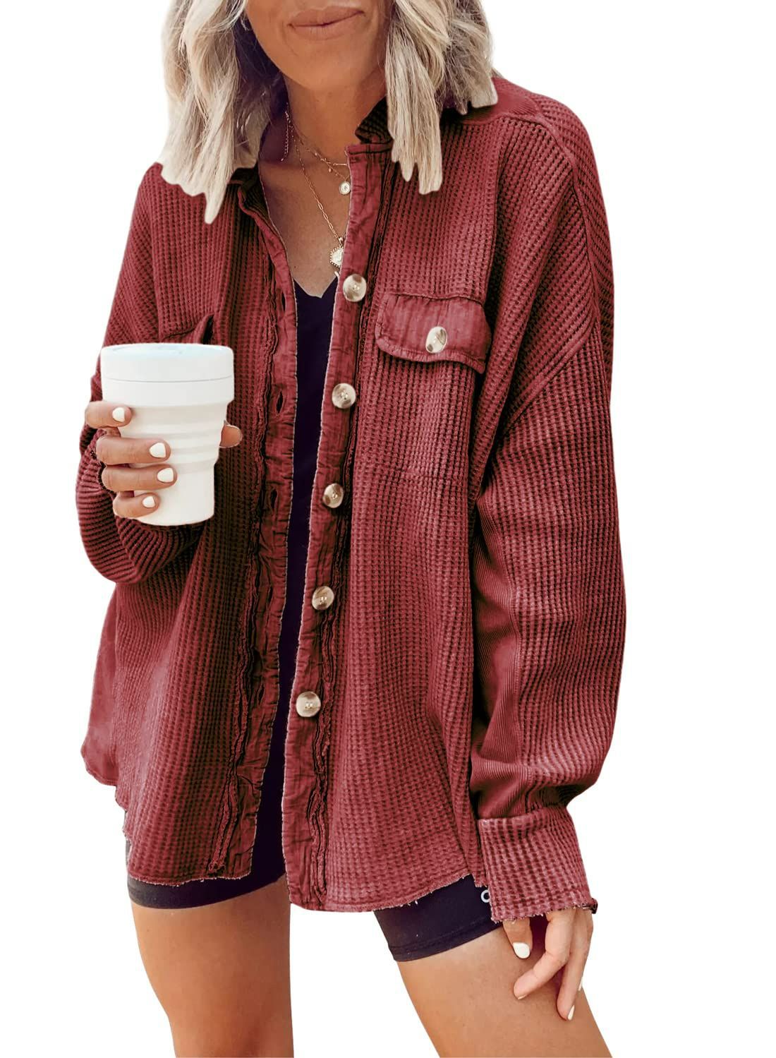 2025 European And American Cross-Border Autumn New Jacket Fashionable Casual Lapel Pocket Splicing Irregular Shirt Jacket For Women