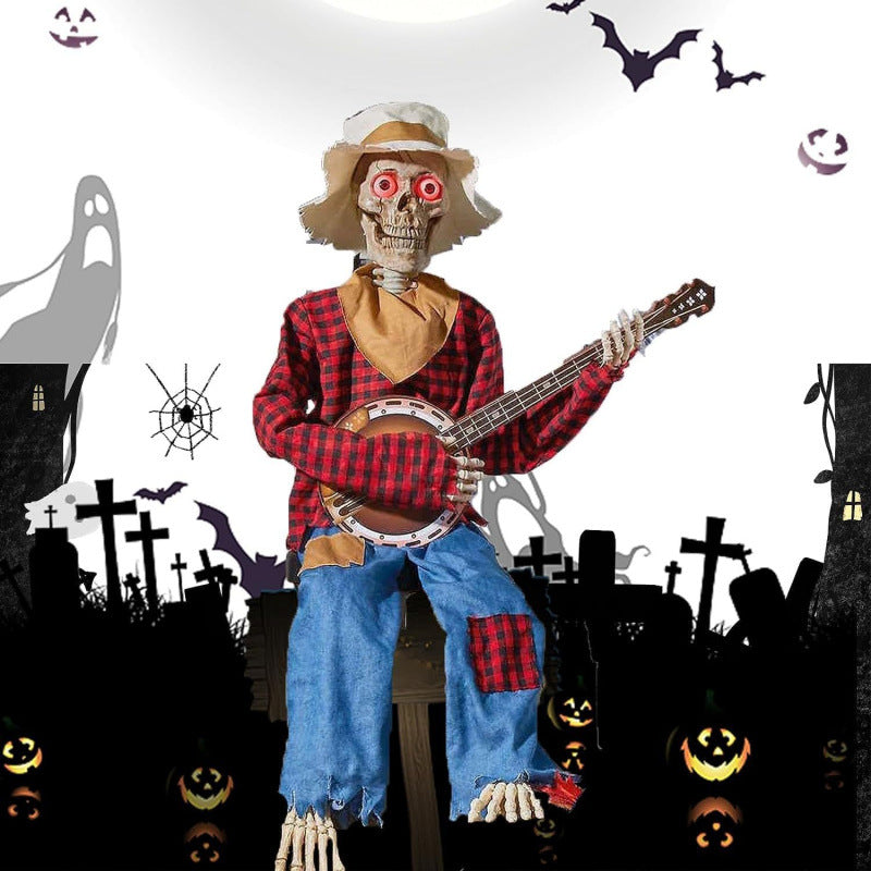 Cross-Border Halloween Animated Banjo Skeletons Halloween Skeletons Decorative Ornaments